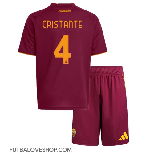 Dres AS Roma Bryan Cristante #4 Domáci pre deti 2025-26 Krátky Rukáv (+ trenírky)